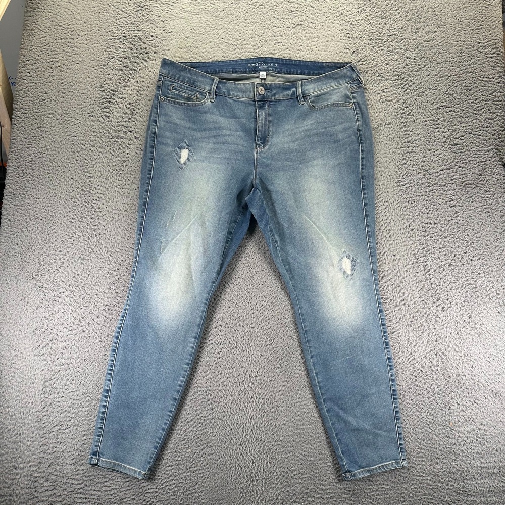 Boutique Jeans Womens 18W Blue Cotton Denim‎ Skinny Leg Faded Workwear Stretch